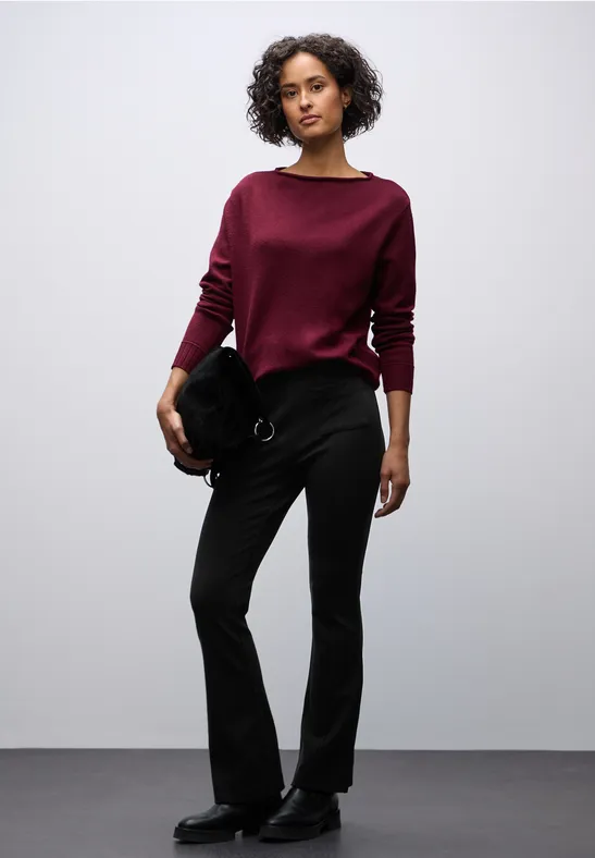 Bootcut Strukturhose Black