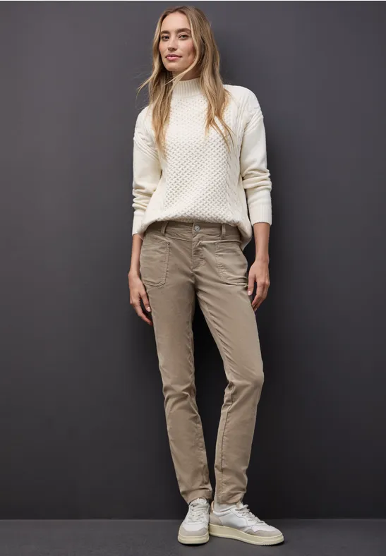 Cordhose im Casual Fit flowing beige