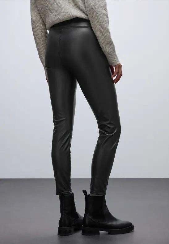 Leder Look Leggings Black