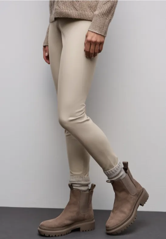 Leren legging dark moonstone sand