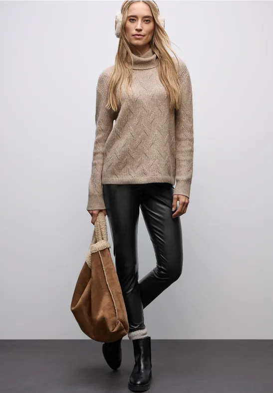 Leder Look Leggings darkest brown