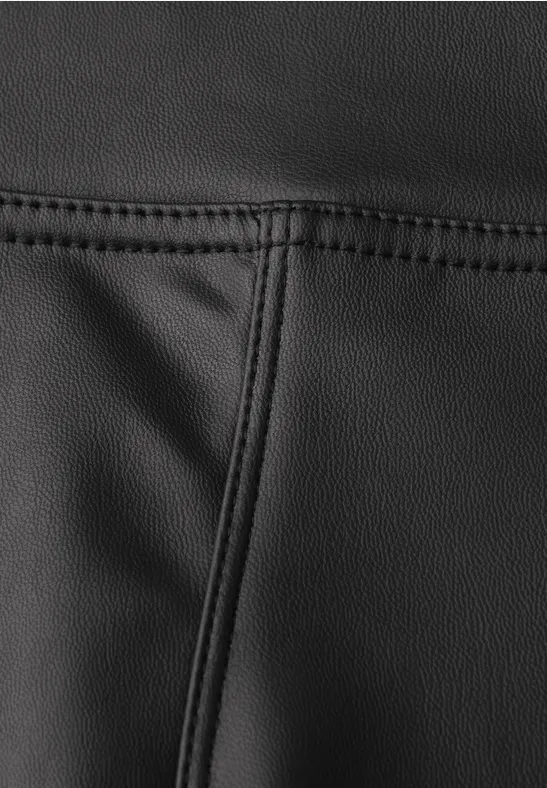 Leder Look Leggings darkest brown