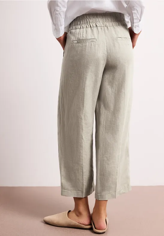 Wide Leg Hose im Loose Fit aus Leinen timeless beige