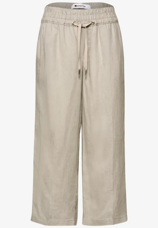 Wide Leg Hose im Loose Fit aus Leinen timeless beige