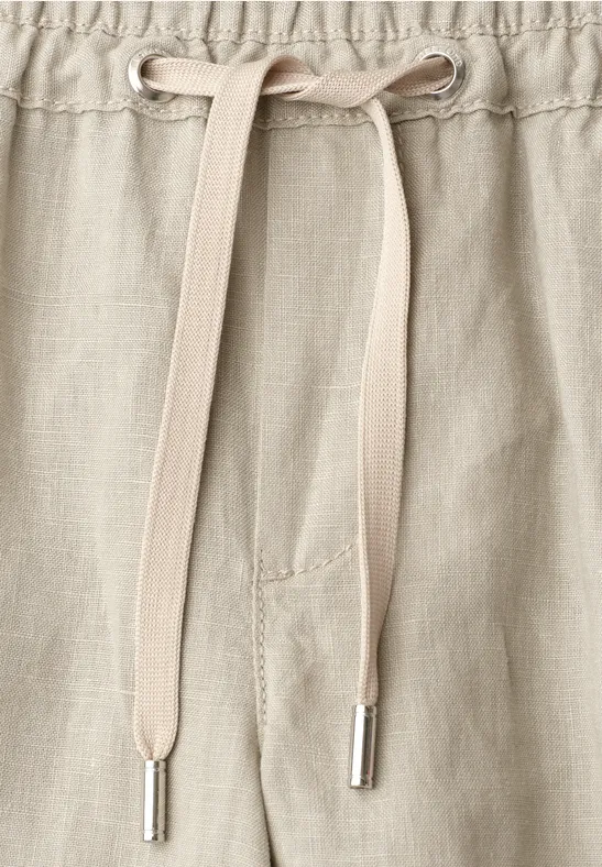 Wide Leg Hose im Loose Fit aus Leinen timeless beige