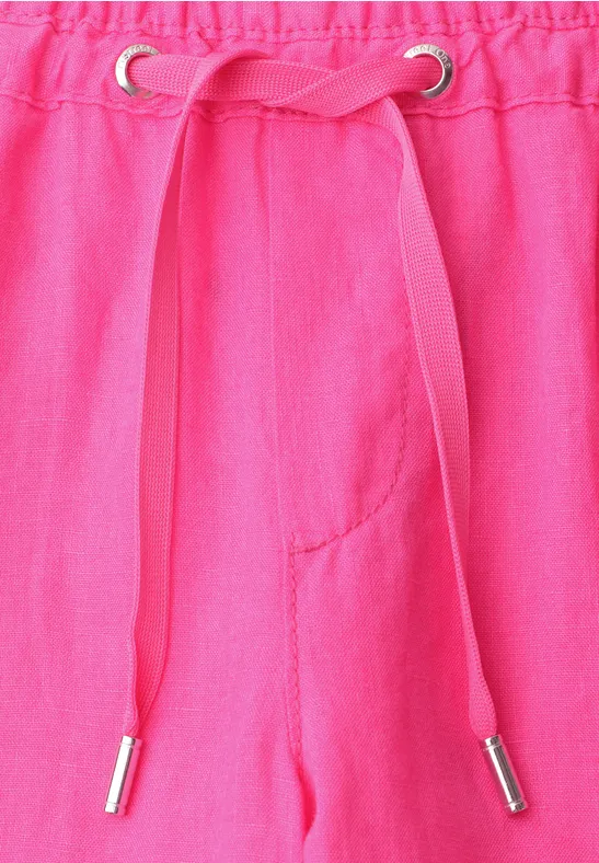 Wide Legs broek in een Loose Fit van linnen magenta dream