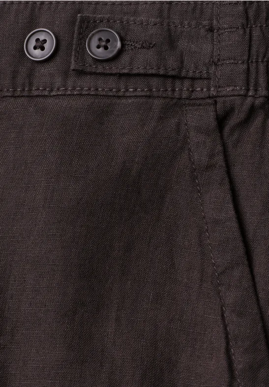 High Waist linnen broek met Wide Legs espresso brown