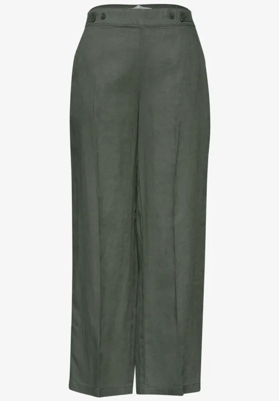 High Waist Wide Leg Pantalon en lin bound green