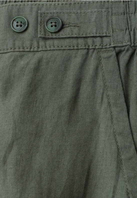 High Waist Wide Leg Pantalon en lin bound green