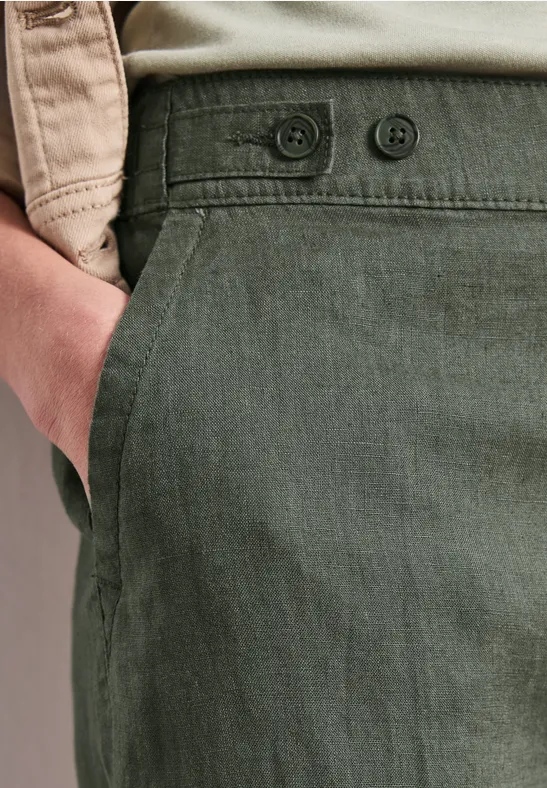 High Waist Wide Leg Pantalon en lin bound green