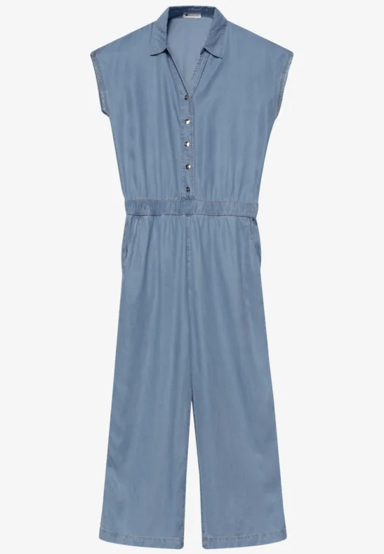 Wide Leg Jumpsuit im Washed-Look Light Blue soft wash