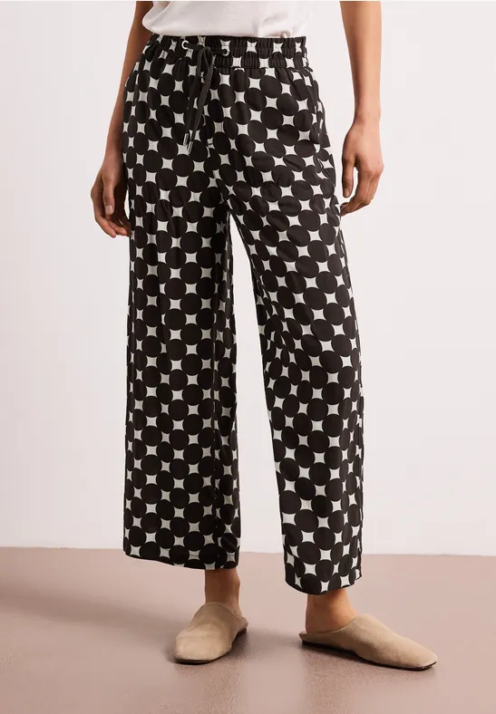 High Waist Wide Leg Hose mit Print soft beige