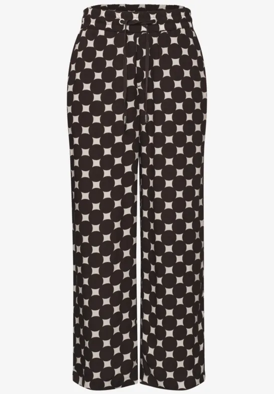 High Waist Wide Leg Hose mit Print soft beige