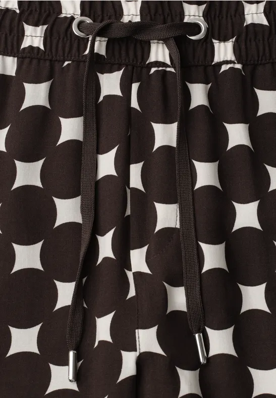 High Waist Wide Leg Hose mit Print soft beige