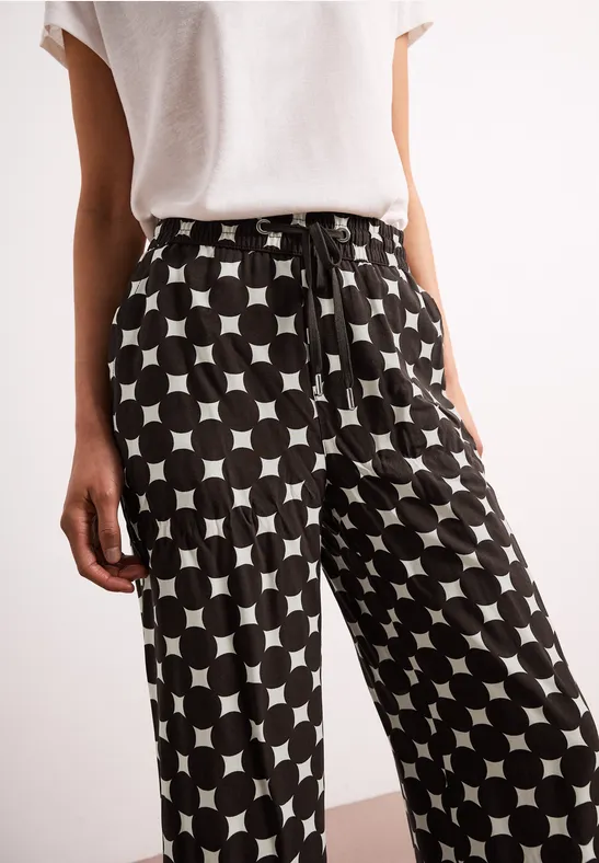 High Waist Wide Leg Hose mit Print soft beige