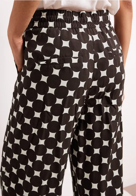 High Waist Wide Leg Hose mit Print soft beige