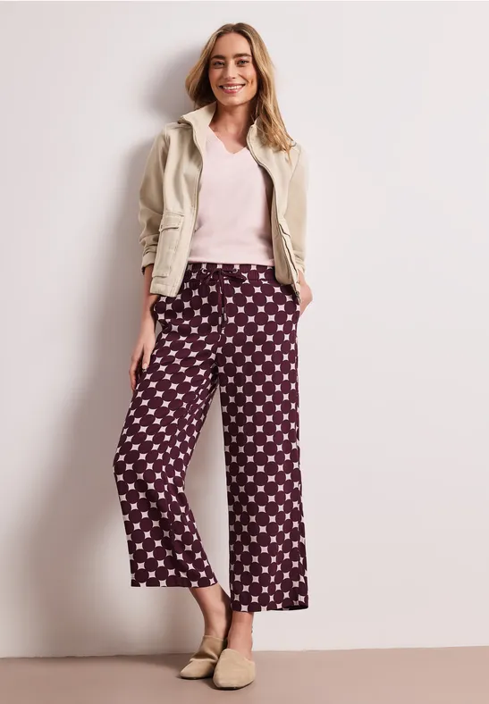 High Waist Wide Leg Hose mit Print rustic rouge