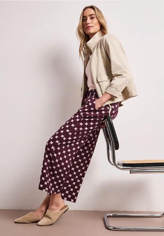 High Waist Wide Leg Hose mit Print rustic rouge