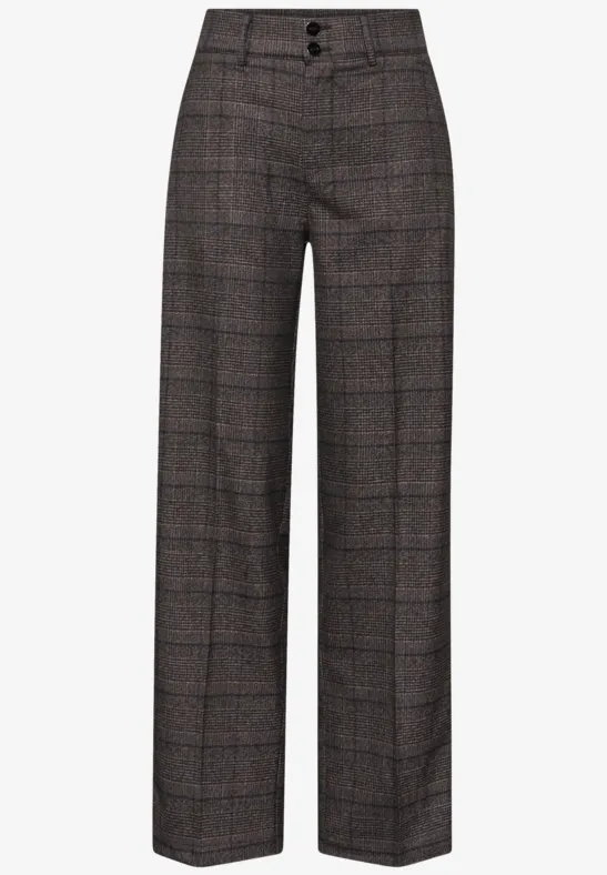 Karierte Straight Leg Hose darkest brown