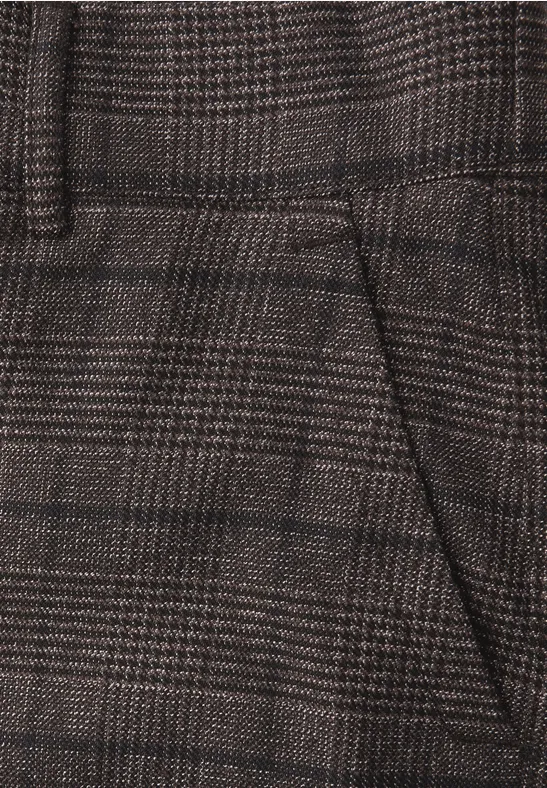 Karierte Straight Leg Hose darkest brown