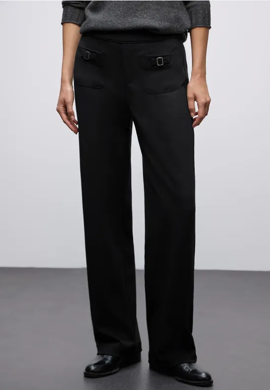 Broek met gespdetail Black