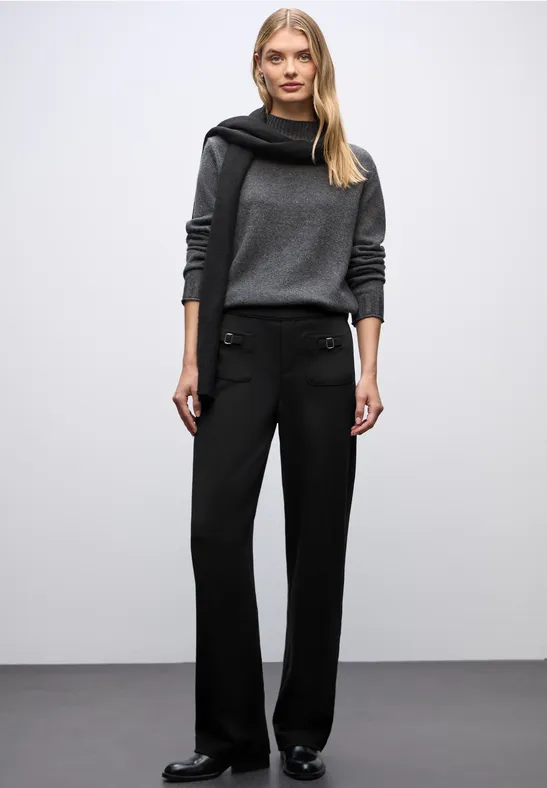 Broek met gespdetail Black