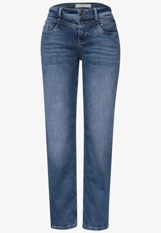 Straight Leg Jeans mid blue random washed