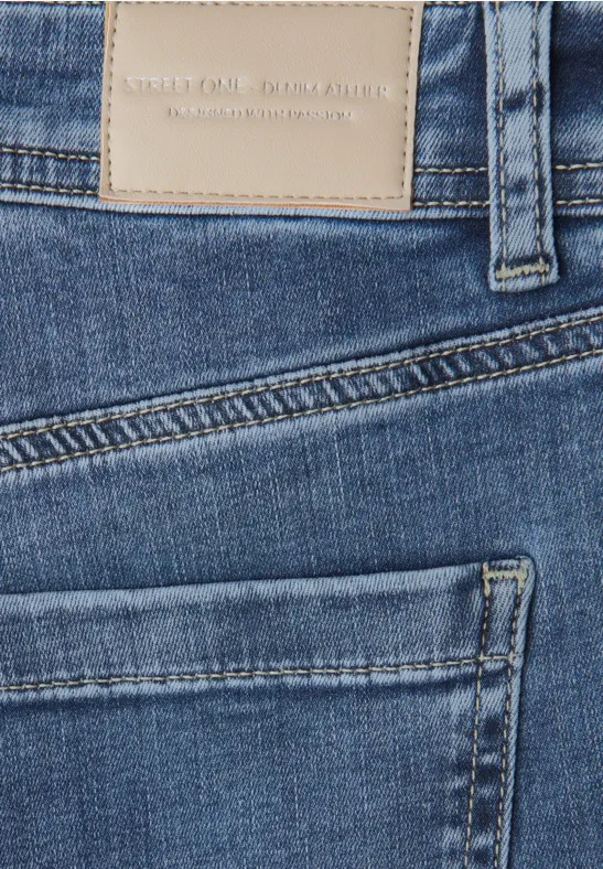 Straight Leg Jeans mid blue random washed