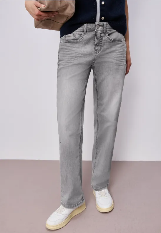 Straight Leg Jeans Light Grey Washed