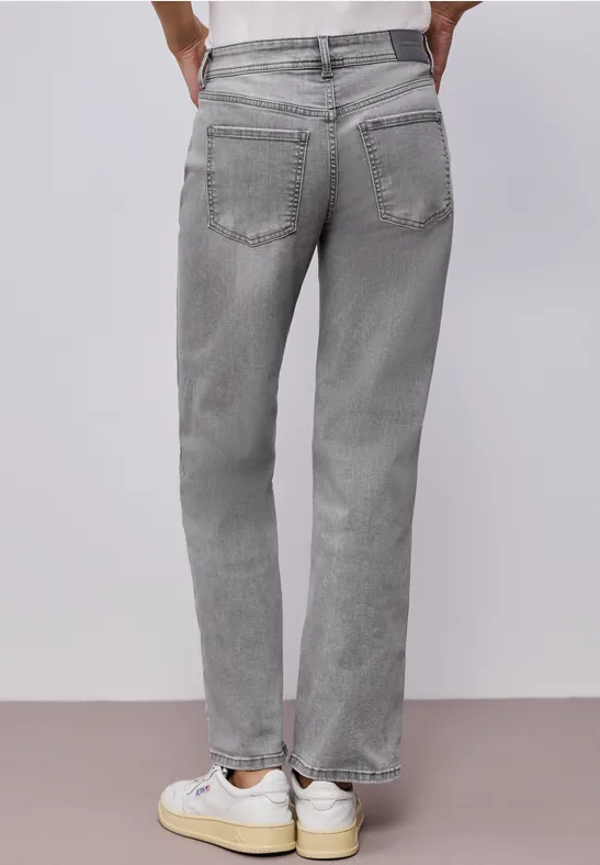 Straight Leg Jeans Light Grey Washed