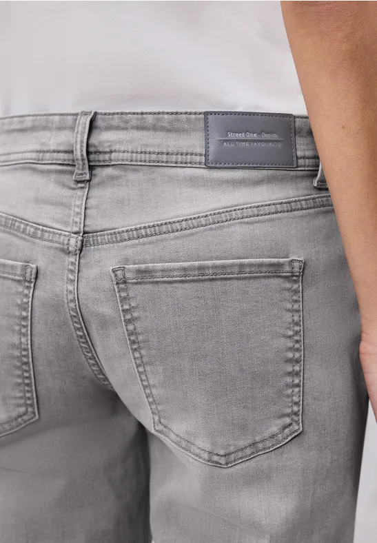 Straight Leg Jeans Light Grey Washed