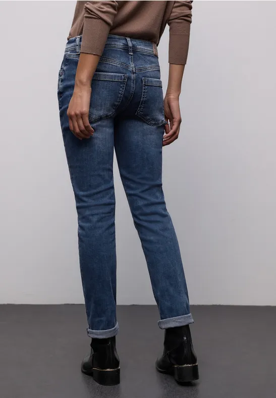Slim Leg Jeans mid blue random washed