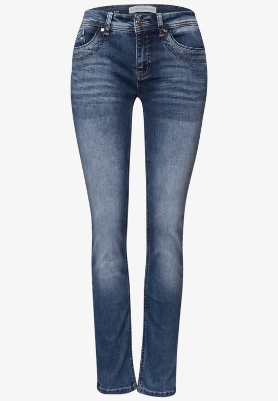 Slim Leg Jeans mid blue random washed