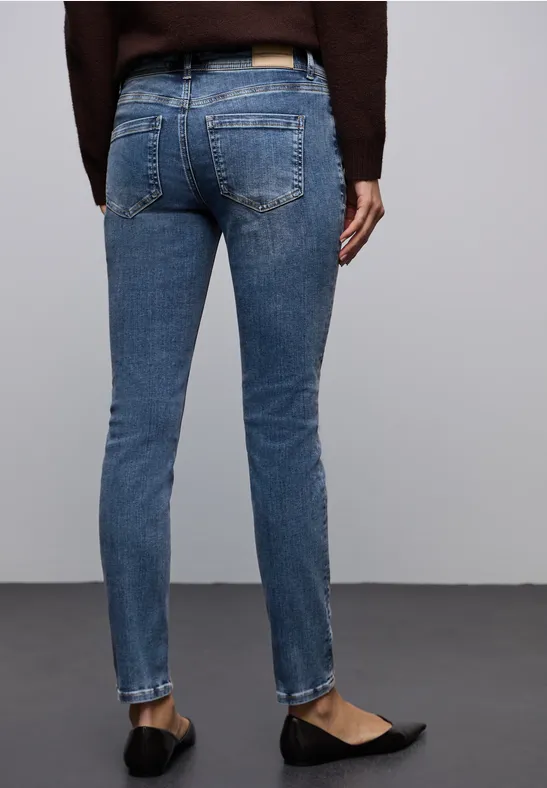 Slim Leg Jeans mid blue random washed