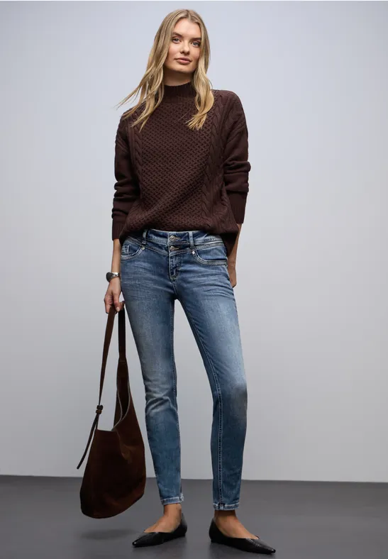 Slim Leg Jeans mid blue random washed