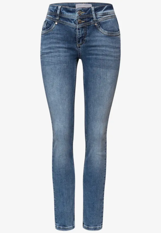 Slim Leg Jeans mid blue random washed