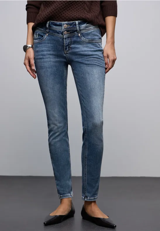 Slim Leg Jeans mid blue random washed