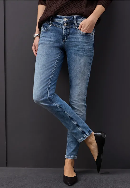 Slim Leg Jeans mid blue random washed