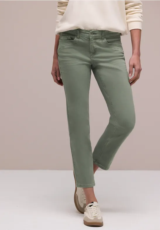Mid Waist Straight Leg Jeans dans le Slim Fit Sage Green Washed