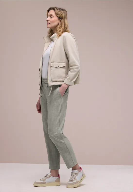 Mid Waist Slim Leg Hose mit Schnalle dark mint green