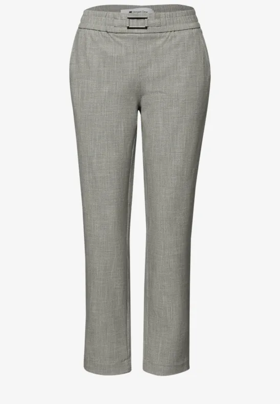 Mid Waist Slim Leg Hose mit Schnalle dark mint green