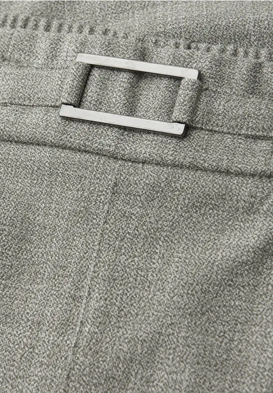 Mid Waist Slim Leg Hose mit Schnalle dark mint green