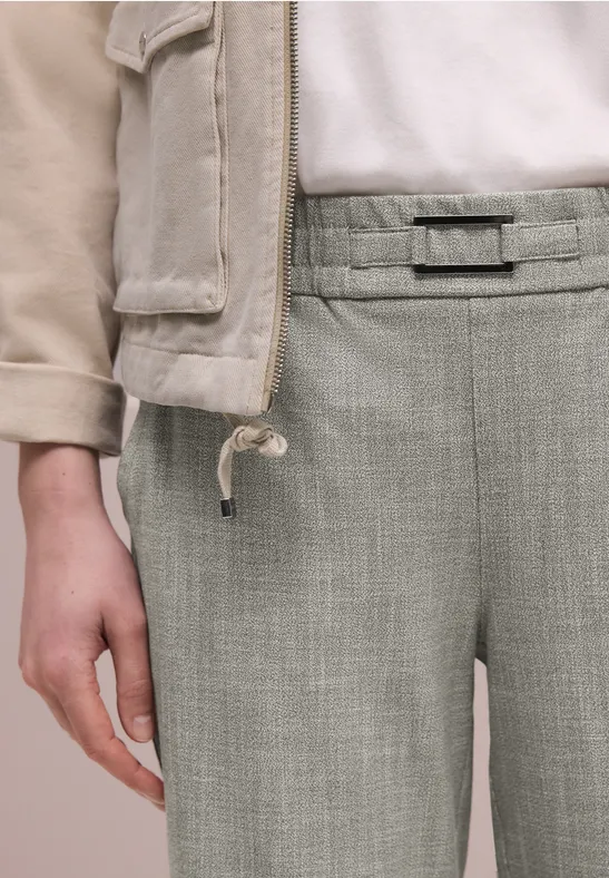 Mid Waist Slim Leg Hose mit Schnalle dark mint green