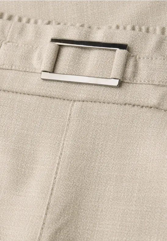 Mid Waist Slim Leg Hose mit Schnalle cobble stone