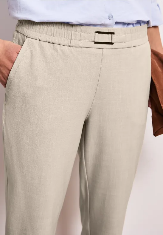 Mid Waist Slim Leg Hose mit Schnalle cobble stone