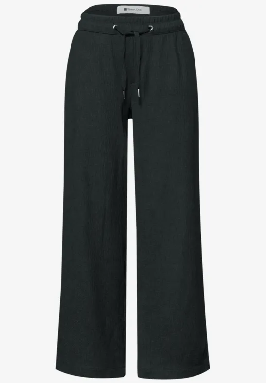 High Waist broek met wijde pijpen in casual pasvorm pine grove green