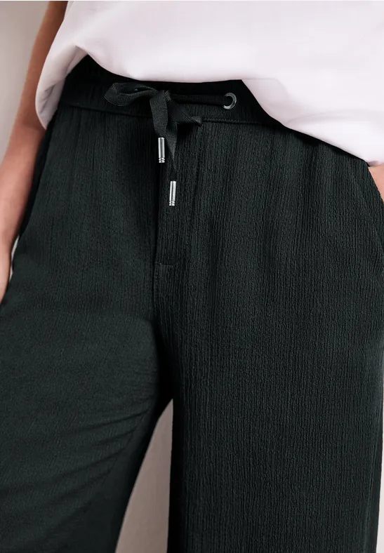 High Waist broek met wijde pijpen in casual pasvorm pine grove green