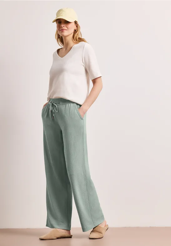 High Waist Wide Leg Hose im Casual Fit dark mint green