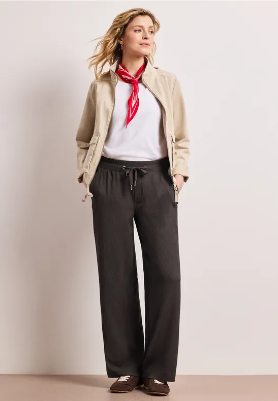 High Waist Wide Leg Hose im Casual Fit deep earth