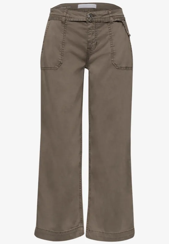 Wide Leg Jeans mit Gürteldetail brown wash